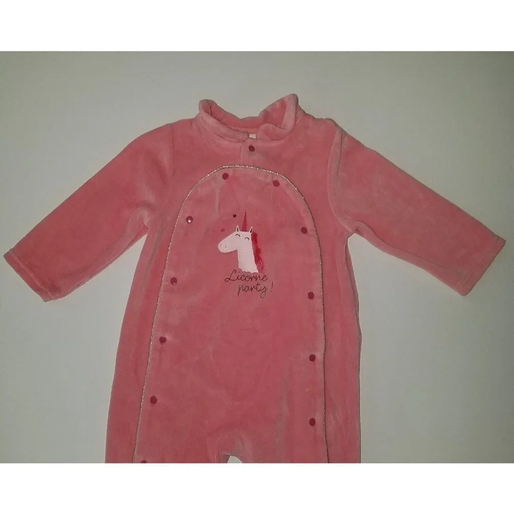 Tape A L'Oeil Pink Footie Sleeper Licorne Party Baby Girl 12 Months Unicorn